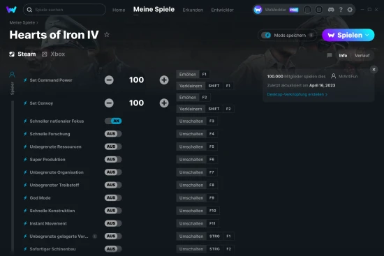 Hearts of Iron IV Cheats Screenshot
