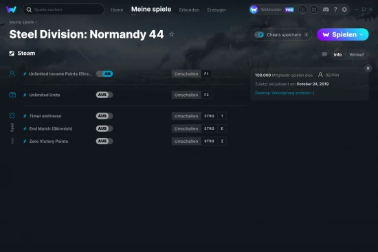 Steel Division: Normandy 44 Cheats Screenshot