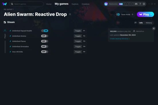 Alien Swarm: Reactive Drop cheats screenshot