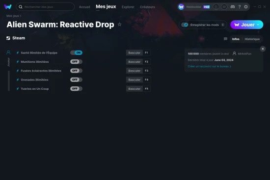 Capture d'écran de triches de Alien Swarm: Reactive Drop