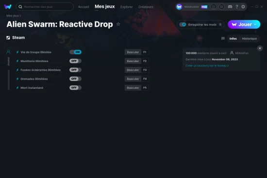 Capture d'écran de triches de Alien Swarm: Reactive Drop