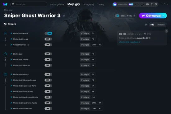 cheaty Sniper Ghost Warrior 3 zrzut ekranu