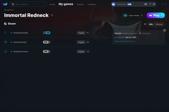 Immortal Redneck cheats screenshot