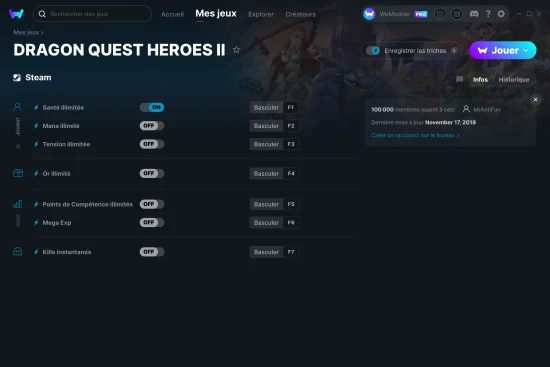 Capture d'écran de triches de DRAGON QUEST HEROES II