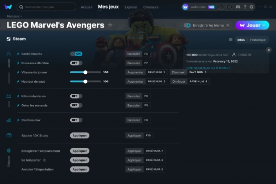 Capture d'écran de triches de LEGO Marvel's Avengers