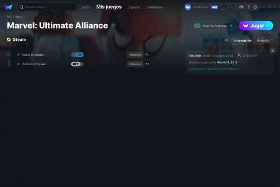captura de pantalla de las trampas de Marvel: Ultimate Alliance