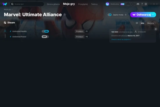 cheaty Marvel: Ultimate Alliance zrzut ekranu