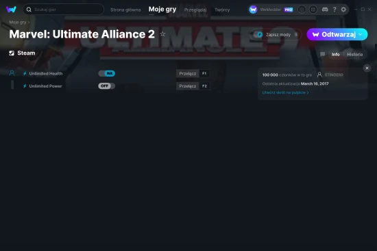 cheaty Marvel: Ultimate Alliance 2 zrzut ekranu