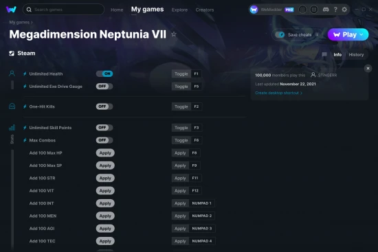 Megadimension Neptunia VII cheats screenshot