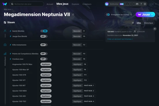 Capture d'écran de triches de Megadimension Neptunia VII