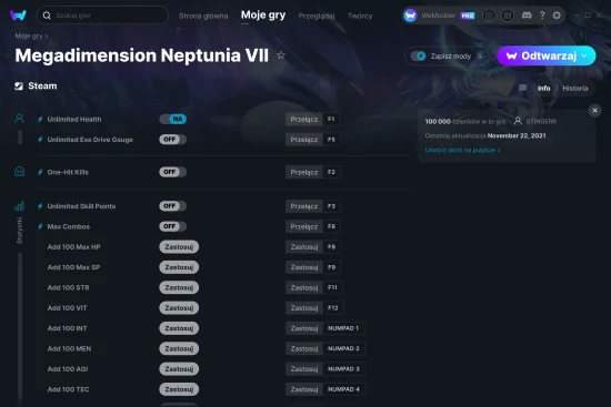cheaty Megadimension Neptunia VII zrzut ekranu