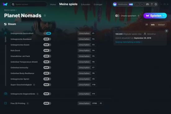 Planet Nomads Cheats Screenshot