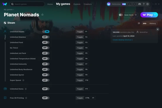 Planet Nomads cheats screenshot