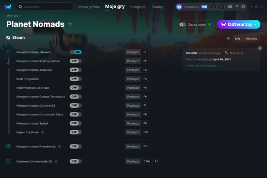 cheaty Planet Nomads zrzut ekranu