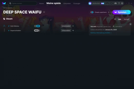 DEEP SPACE WAIFU Cheats Screenshot