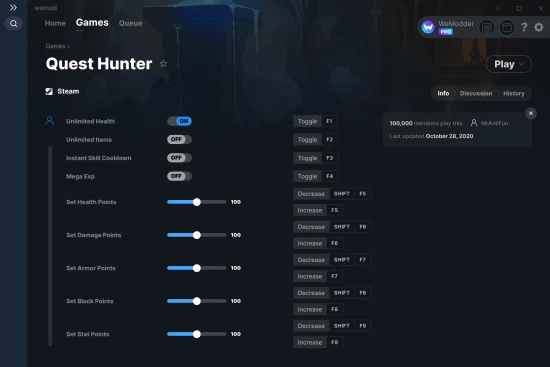 Quest Hunter cheats screenshot