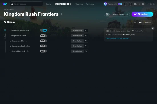 Kingdom Rush Frontiers Cheats Screenshot
