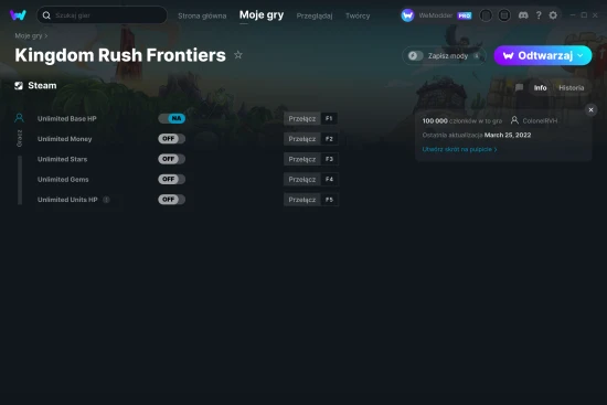 cheaty Kingdom Rush Frontiers zrzut ekranu