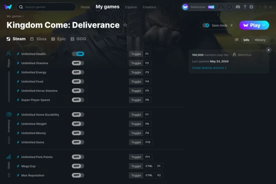 Kingdom Come: Deliverance cheats screenshot