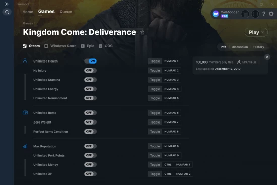 Kingdom Come: Deliverance cheats screenshot