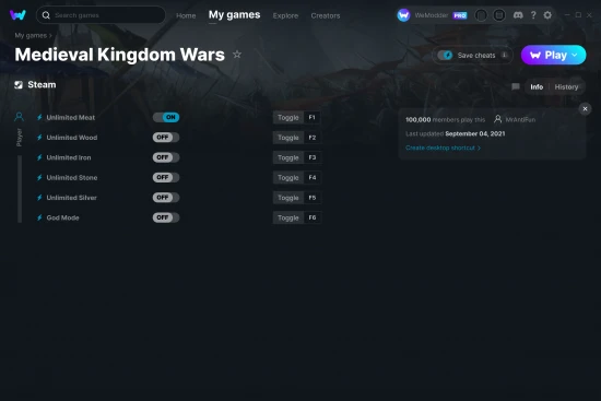 Medieval Kingdom Wars cheats screenshot