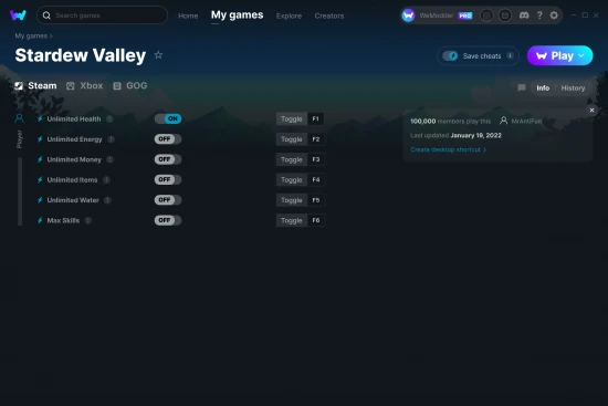 Stardew Valley cheats screenshot