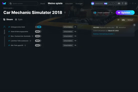 Car Mechanic Simulator 2018 Cheats Screenshot