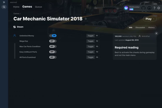 Car Mechanic Simulator 2018 cheats screenshot