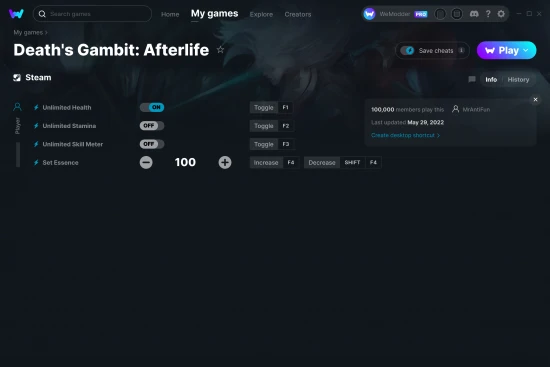 Death's Gambit: Afterlife cheats screenshot