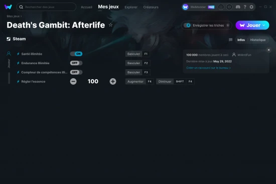 Capture d'écran de triches de Death's Gambit: Afterlife