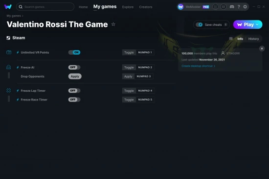 Valentino Rossi The Game cheats screenshot