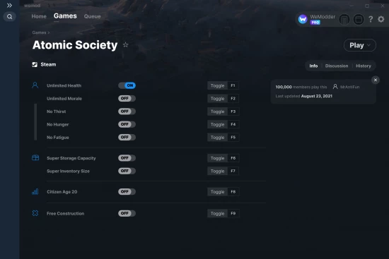 Atomic Society cheats screenshot