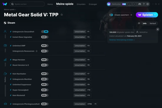 Metal Gear Solid V: TPP Cheats Screenshot