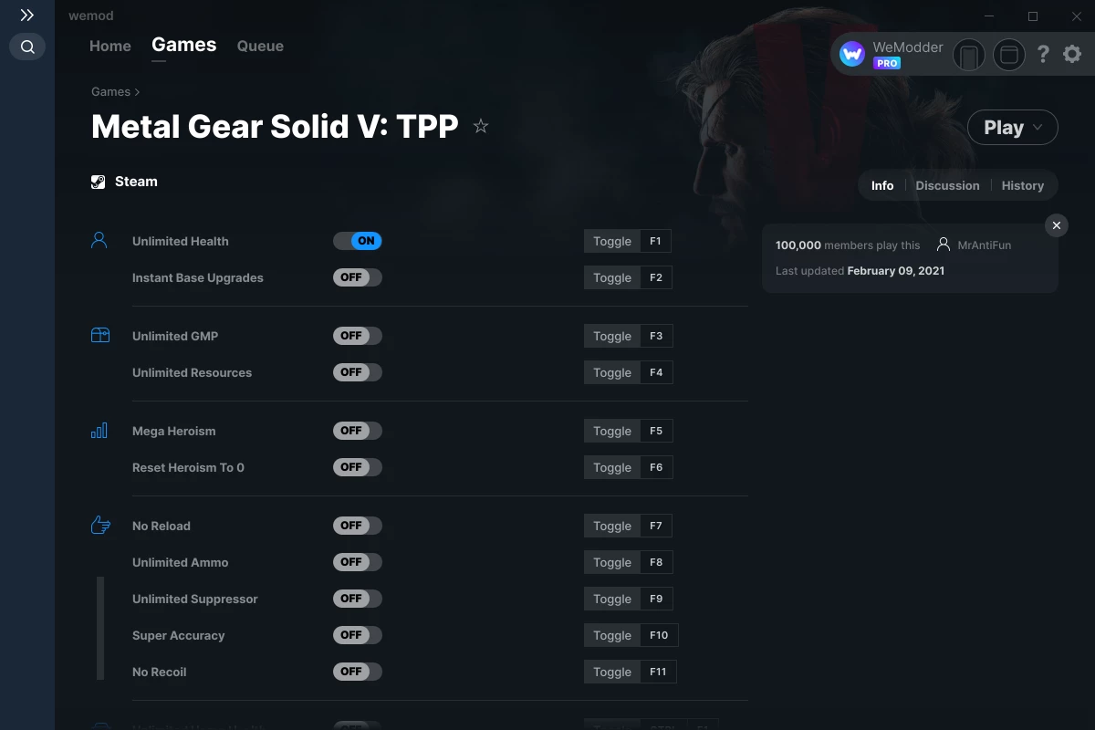 Metal Gear Solid V Tpp Cheats And Trainers For Pc Wemod