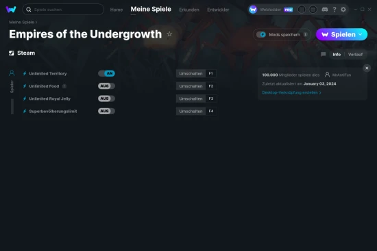 Empires of the Undergrowth Cheats Screenshot
