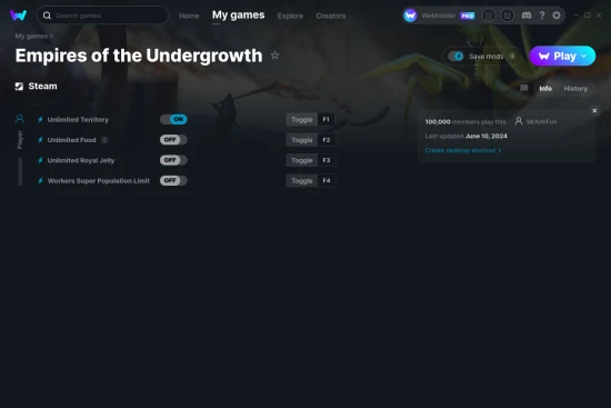 Empires of the Undergrowth cheats screenshot