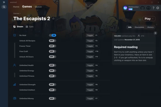 The Escapists 2 cheats screenshot