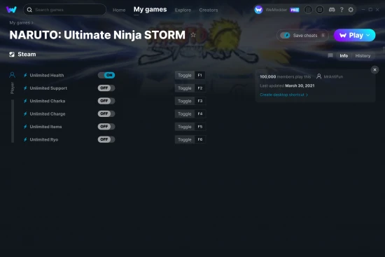 NARUTO: Ultimate Ninja STORM cheats screenshot