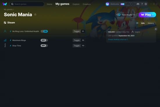 Sonic Mania cheats screenshot