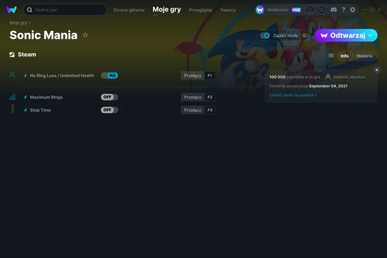 cheaty Sonic Mania zrzut ekranu