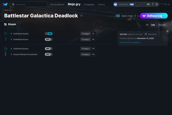 cheaty Battlestar Galactica Deadlock zrzut ekranu