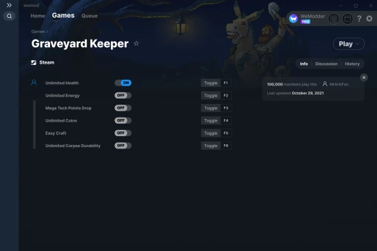 Graveyard Keeper cheats screenshot