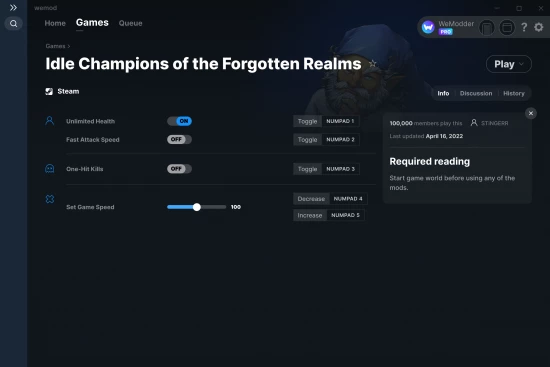 Idle Champions of the Forgotten Realms cheats screenshot