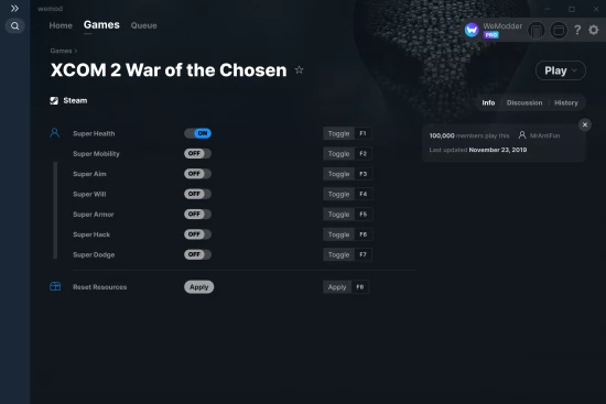XCOM 2 War of the Chosen cheats screenshot