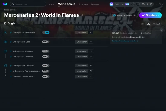 Mercenaries 2: World in Flames Cheats Screenshot