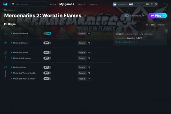 Mercenaries 2: World in Flames cheats screenshot