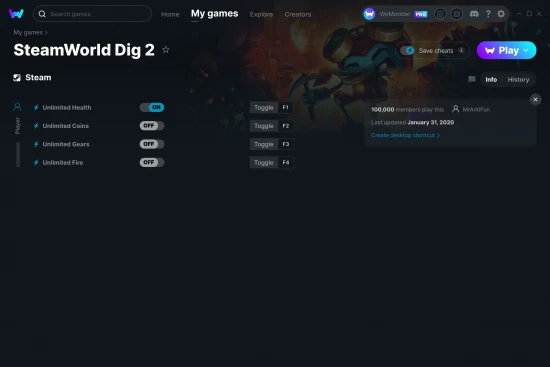SteamWorld Dig 2 cheats screenshot