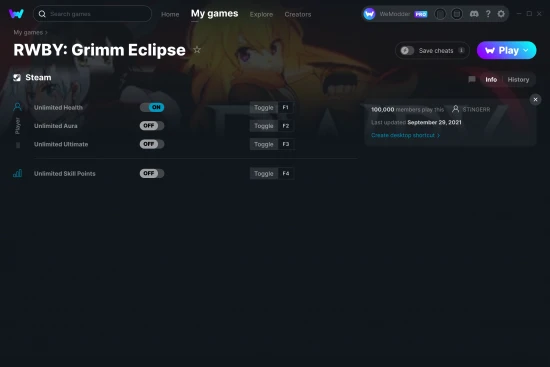 RWBY: Grimm Eclipse cheats screenshot
