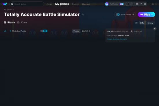 Totally Accurate Battle Simulator cheats screenshot