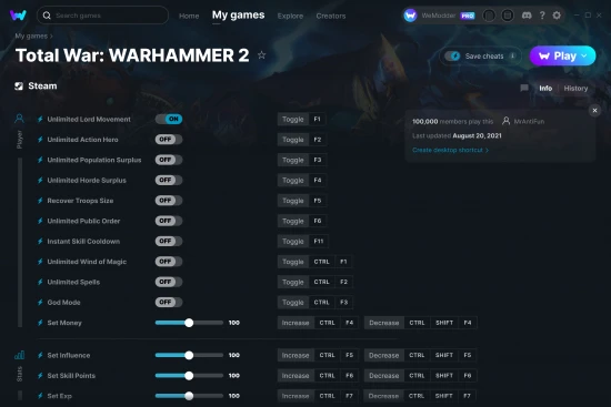 Total War: WARHAMMER 2 cheats screenshot
